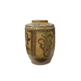 Earthy Beige Brown Ceramic Pot Vase Vintage Rural Handmade Pottery Decor