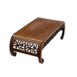 Distressed brown wood Oriental Kang table decor