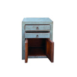Distressed Marks Gray Blue 2 Drawers End Table Nightstand ws4477S ...