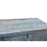 Distressed Tan Blue 2 Doors Credenza Sideboard Console Table Cabinet ws4495S