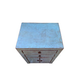 Distressed Marks Gray Blue 2 Drawers End Table Nightstand ws4477S
