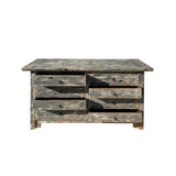Distressed Gray Slope Side 8 Drawers Credenza Sideboard Console Cabinet ws4417S