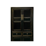 Chinese Distressed Black Bookcase Display Cabinet with Drawers - Narrow Curio Storage cs7585S
