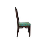 Chinese Dining Chair with Ancient Dragon Carving – Teal Gold Seat