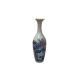 Elegant Blue White Porcelain Vase with Bird and Floral Design Tall Slim Neck Ceramic Vase
