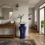 Navy blue pierced carving ceramic table