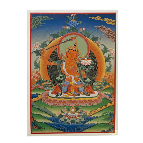 Tibetan Manjushri - 文殊師利菩薩 - Wisdom Buddha Thangka Card TB301