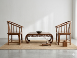 Distressed brown wood Oriental Kang table decor