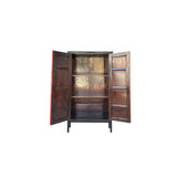 Distressed Black Rim Chinese Red MoonFace Doors Storage Cabinet ws4080S