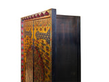 Hand-Painted Tibetan Dragon and Floral Graphic Tall Armoire Cabinet - Heavy Solid Wood 2-Door Wardrobe with Ample Storage for Any Room Display cs7683S