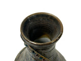 Decorative Oriental Ceramic Vase Handmade Brown Metallic Snake Design Small Round Art Piece