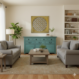 Vintage Mustard Yellow Geometric Flower Lattice Circle Square Wood Panel cs1468NS