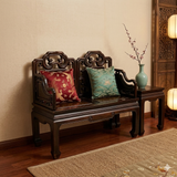 Vintage Chinese Fujian Double Seat Wood Opera Bench with Back cs7804S