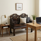 Vintage Chinese Fujian Double Seat Wood Opera Bench with Back cs7804S