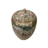 Hand Crafter Vintage Chinese Famille Rose People Scenery Oval Round Porcelain Jar ws4565S