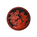 Hand Craft Vintage Chinese Red Lacquer Round Floral Carving Accent Box ws4406S