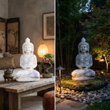 Vintage Distressed White Marble Stone Sitting Tara Bodhisattva Statue cs7378S