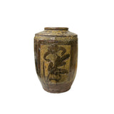 Handmade Rustic Ceramic Pot Vase Earthy Beige Brown Village Style Home Decor