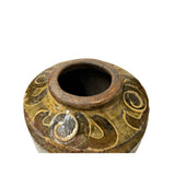 Earthy Rustic Pottery Vase Vintage Beige Brown Ceramic Village Home Decoration
