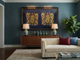 Vintage Hand Embroidered Double Dragons Longevity Navy Blue Fabric Art GB762S