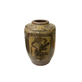 Antique Style Earthy Ceramic Pot Vase Beige Brown Village Rustic Home Accent