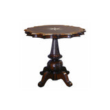 Handmade Vintage Star-Shaped Pedestal Table with Marble Inlay Wood Mix cs960S
