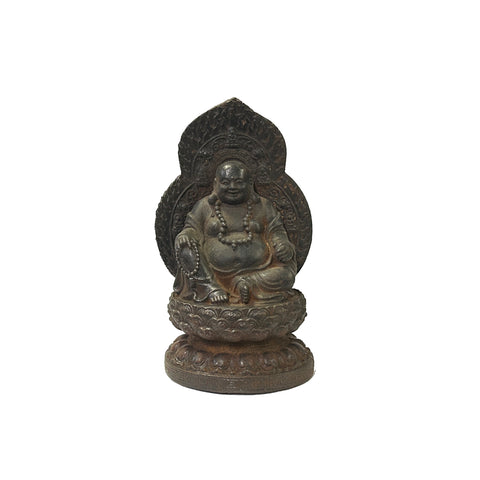 Vintage Iron Metal Finish Rustic Happy Buddha Display Figure ws3564S