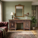 Vintage Traditional Single Plank Wood Top Carving Desk Console Table Cabinet ws4250S