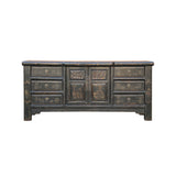 Oriental Distressed Black Golden Graphic Credenza Sideboard Table Cabinet ws4492S