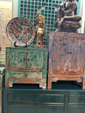 Oriental Distressed Teal Blue Green End Table Nightstand Chest ws4490S