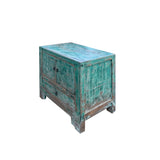 Oriental Distressed Teal Blue Green End Table Nightstand Chest ws4490S
