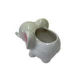 Set of 2 Handmade White Elephant-Shaped Ceramic Planters – Indoor/Outdoor ws3143ABS