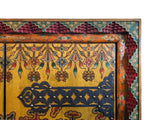 Hand-Painted Tibetan Dragon and Floral Graphic Tall Armoire Cabinet - Heavy Solid Wood 2-Door Wardrobe with Ample Storage for Any Room Display cs7683S