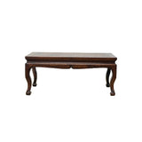 15" Brown Wood Rectangular Cabriole Style Claw Legs Display Stand Riser GB276S