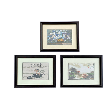  Embroidery Flower People Scenery Framed Art