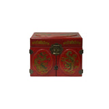 Chinese Oriental Red Dragon Phoenix Mirror Rectangular Jewelry Box GB783S