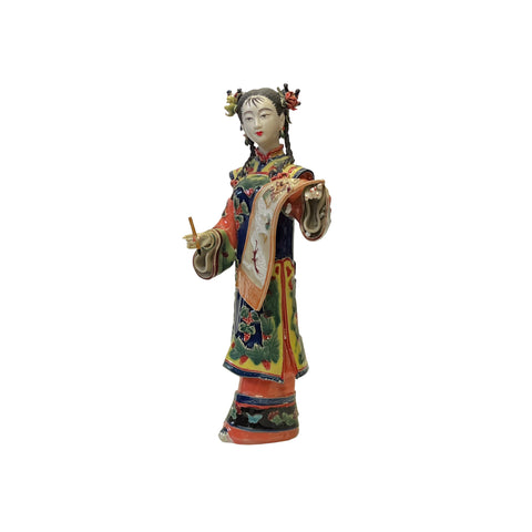 chinese porcelain lady figure - scroll painting qing dressing lady figure