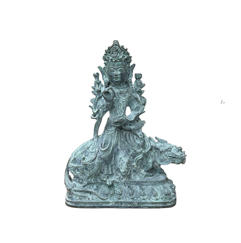 Chinese Rustic Oxidized Patina GuanYin Bodhisattva Metal Buddha Statue GB001S