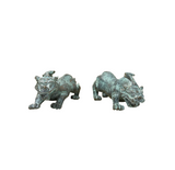 Pair Chinese Rustic Oxidized Patina Fengshui Pixiu Metal Figure GB008S