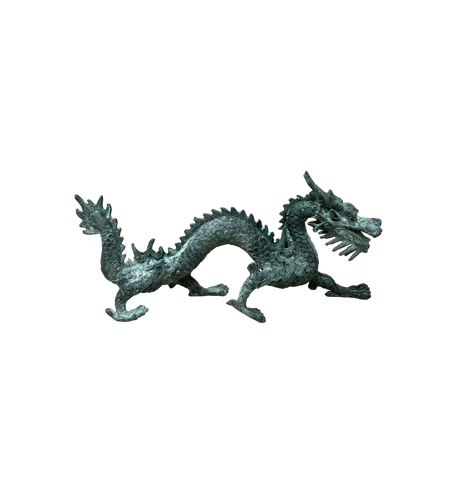 Chinese Rustic Oxidized Patina Fengshui Dragon Metal Figure GB009S