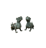 Pair Chinese Rustic Oxidized Patina Fengshui Pixiu Metal Figure GB012S