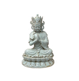Pale Celadon White Anjali Mudra GuanYin Bodhisattva Tong Style Porcelain Statue GB015S