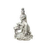 Chinese Handcrafted GuanYin Bodhisattva on Dragon White Porcelain Statue GB017S