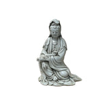 Chinese Handcrafted GuanYin Bodhisattva Holding RuYi Off White Porcelain Statue GB022S