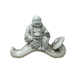 Oriental White Happy Laughing Buddha Ru Yi Porcelain Figure GB023S