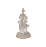 White Crystal Glass Liuli Pate-de-Verre Kwan Yin Bodhisattva on Elephant Statue GB025S