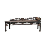 Vintage Chinese Fujian Chinoiserie Style Motif Carving Day Bed Chaise Bench GB030S