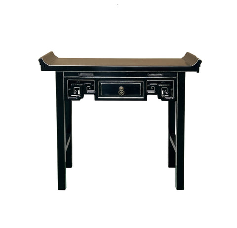 Chinese Black Lacquer Tall Shrine Offering Altar Console Table GB031S