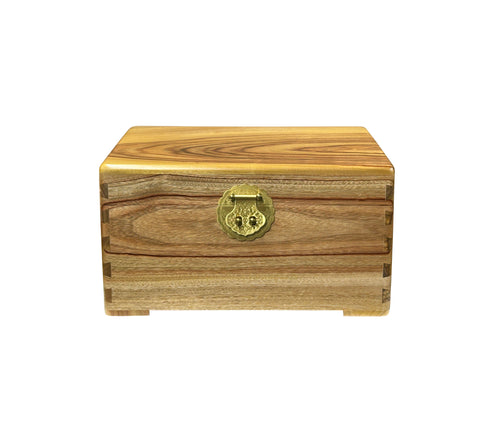 Chinese Light Tan Brown Rectangular Camphor Wood  Storage Box Chest GB039S