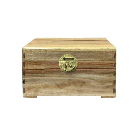 Chinese Tan Brown Rectangular Camphor Wood Storage Box Chest GB043S